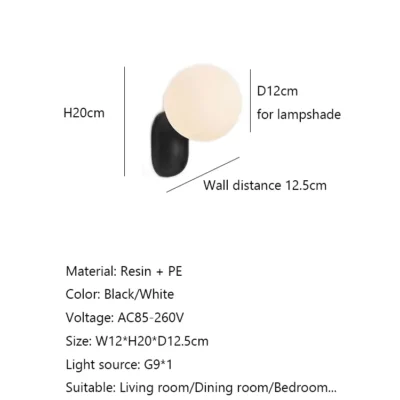 Small Cream Minimalist Bedroom Bedside Wall Lamp Modern Simple Living Room Black White LED Lights Aisle Decorative Wall Sconces