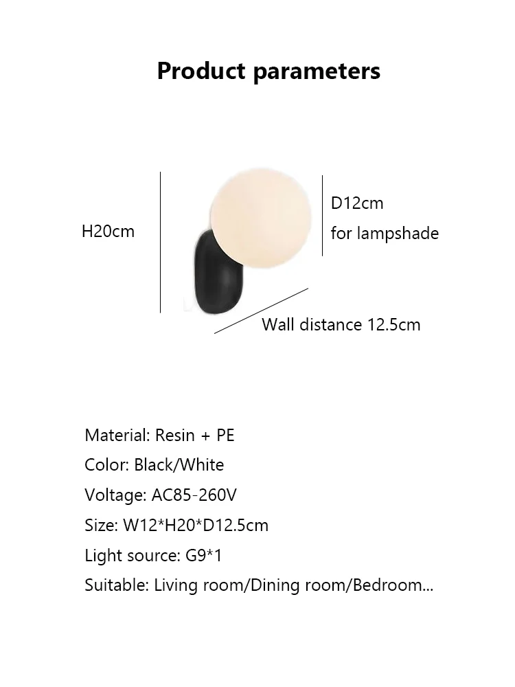 Small Cream Minimalist Bedroom Bedside Wall Lamp Modern Simple Living Room Black White LED Lights Aisle Decorative Wall Sconces