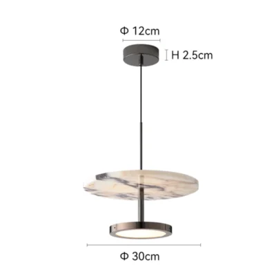 Luxury Black Round Natural Stone Pendant Lamp High-end Bedroom Bedside LED Chandelier Living room Decoration Home Hanging Lights