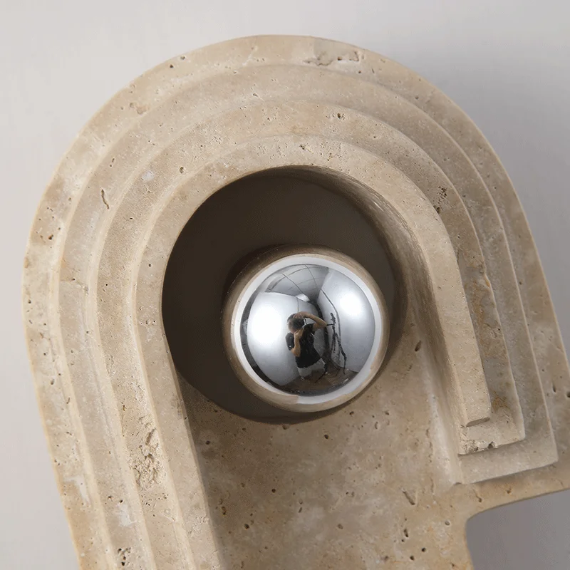 Natural Stone Room Decor Wall Lamp Classical Wall Lights Bedroom Led Sconce Yellow Travertine Home Decorations Lighting Fixtures