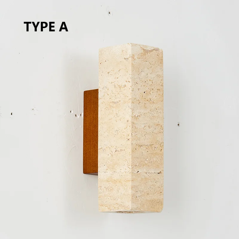 Square Script Spotlights Natural Stone Room Decor Cylinder Wall Lamp Interior Led Sconce Cream Nordic Wall Light Home Decoration