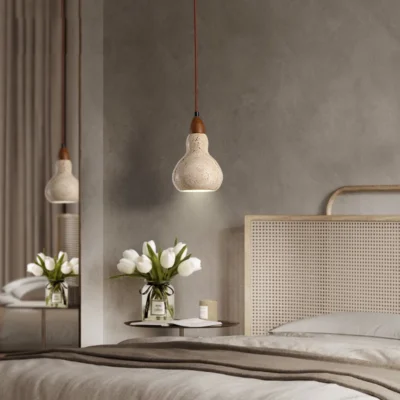 Vintage Natural Stone Art Pendant Lamp LED Hanging Chandelier Bedroom Bedside Decoration Home Lighting Fixtures