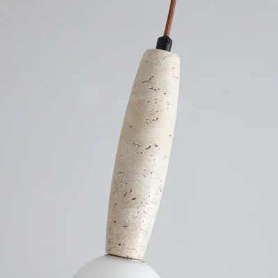 Retro Natural Stone Art Pendant Light Vintage White Glass Lampshade LED Chandelier Bedroom Bedside Decoration Lighting Fixtures