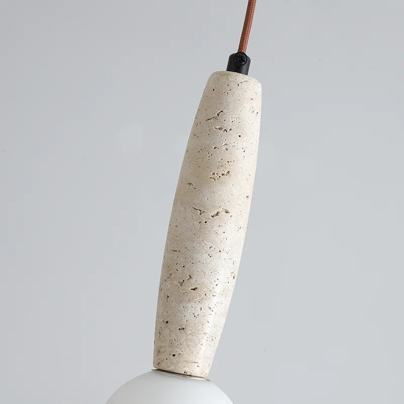 Retro Natural Stone Art Pendant Light Vintage White Glass Lampshade LED Chandelier Bedroom Bedside Decoration Lighting Fixtures