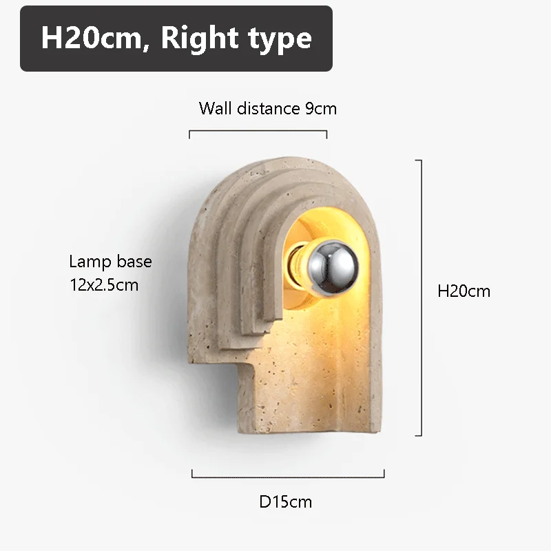 Natural Stone Room Decor Wall Lamp Classical Wall Lights Bedroom Led Sconce Yellow Travertine Home Decorations Lighting Fixtures