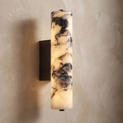 New Bedroom Wall Lamp Italian Style Natural Stone Black Marble Light Luxury Bedside Living Room Decoration Modern Wall Sconces
