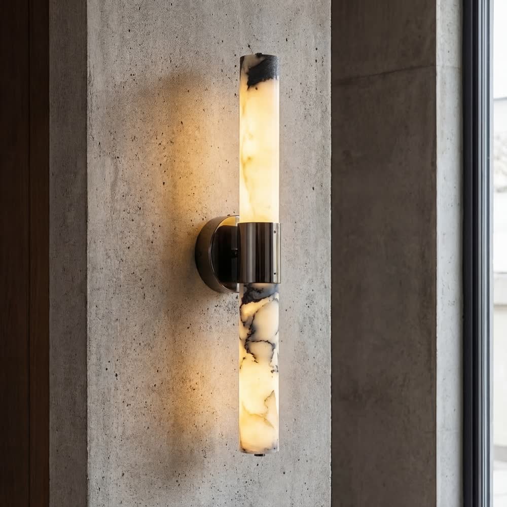 Long Strip Marble Wall Lamp Italian Style Natural Stone Black Light Luxury Bedside Living Room Decoration Modern Wall Sconces