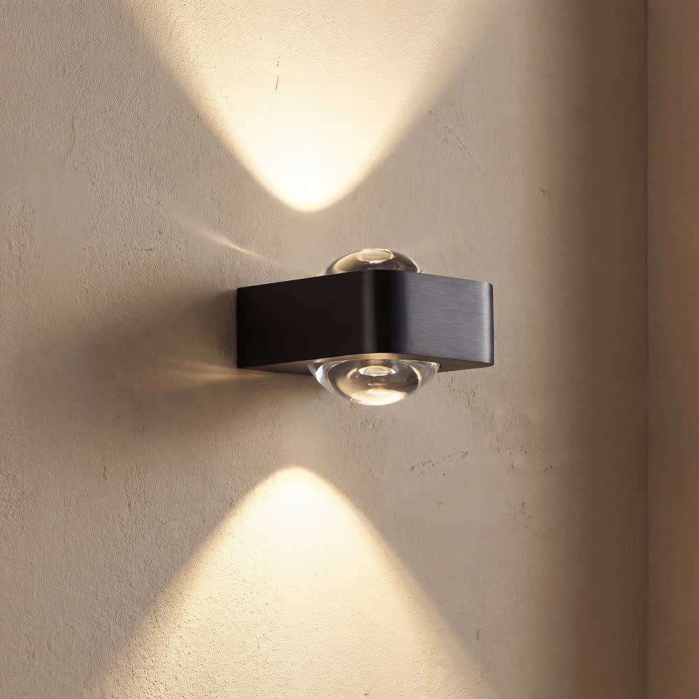 Square Copper Bedroom Wall Lamp Modern High-end Luxury LED Light Living Room Double Head Atmosphere Spotlights Decoration Sconce