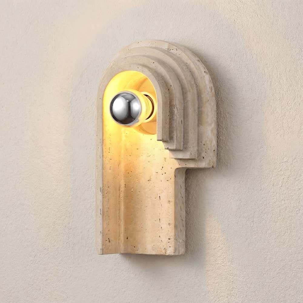 Natural Stone Room Decor Wall Lamp Classical Wall Lights Bedroom Led Sconce Yellow Travertine Home Decorations Lighting Fixtures