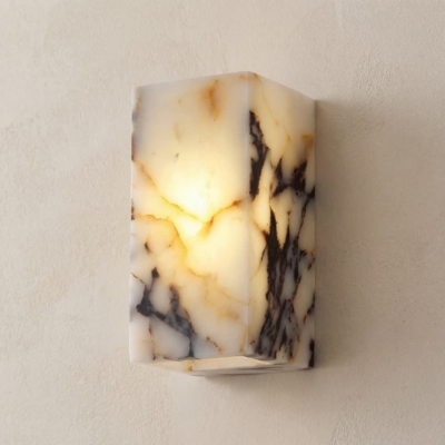 Luxury Black Cuboid Natural Stone Wall Lamp High-end Bedroom Bedside LED Sconce Living room Bathroom Waterproof Lighting Fixture