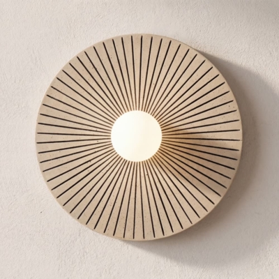 Retro Round Solid Wood Circular Wall Lamp Modern Homestay Vintage LED Lighting Unique Artistic Decoration Wall Sconce