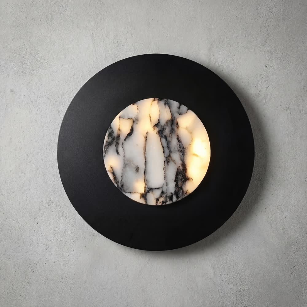Round Luxury Natural Stone Alabaster Wall Lamp Living Room Marble Wall Sconce Decoration Atmosphere LED High-end LED Lights