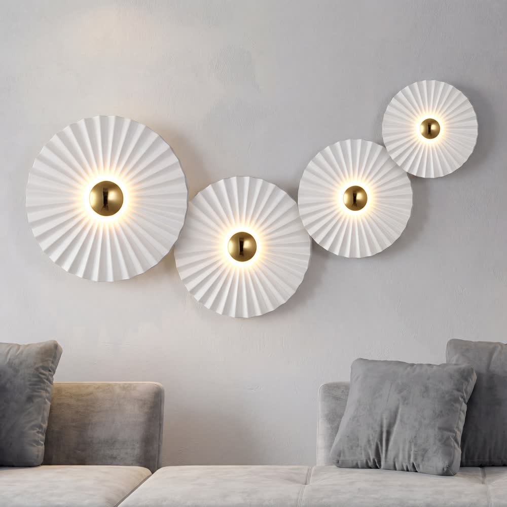 Nordic White Wall Decor Lamp Living Room Background Luxury Round Lotus Leaf Flower Lights Crridor Aisle Bedroom Bedside Sconce