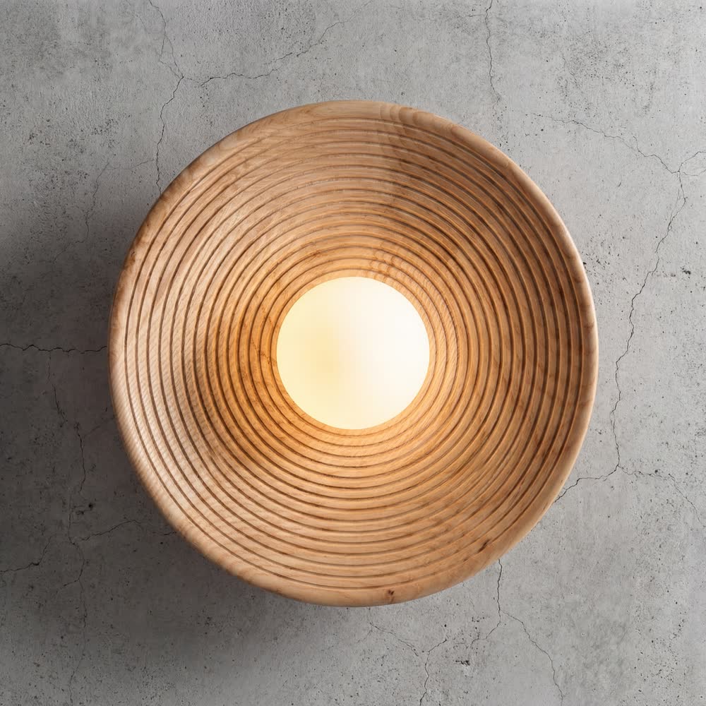 Japanese Retro Round Circle Wooden Living Room Wall Lamp Nordic Home Decor Stair Aisle Homestay Lights Wood Decoration Sconces