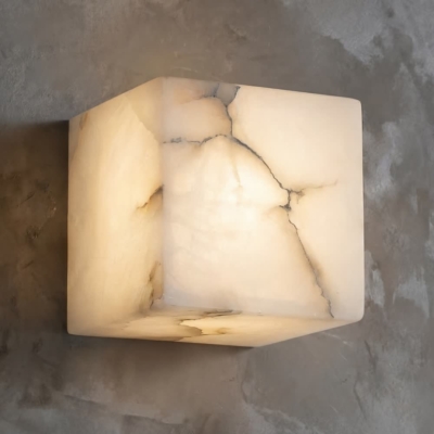 High Quality Cube Marble Wall Lamp Natural Stone Square Bedroom Bedside LED Sconce Hallway Staircase Lighting Fixtures