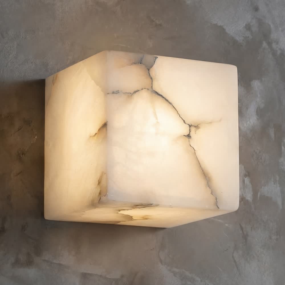 High Quality Cube Marble Wall Lamp Natural Stone Square Bedroom Bedside LED Sconce Hallway Staircase Lighting Fixtures