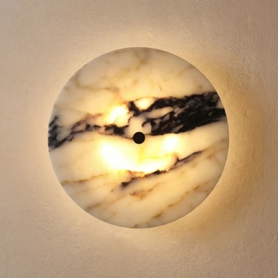 Round Luxury Natural Stone Alabaster Wall Lamp Living Room Marble Wall Sconce Decoration Atmosphere LED High-end LED Lights
