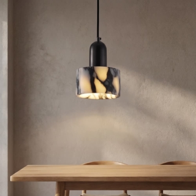 Luxury Black Round Natural Stone Pendant Lamp High-end Bedroom Bedside LED Chandelier Living room Decoration Home Hanging Lights