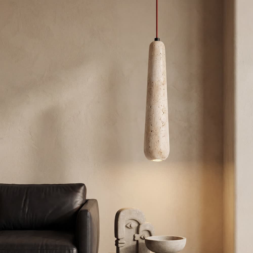 Vintage Natural Stone Art Pendant Lamp LED Hanging Chandelier Bedroom Bedside Retro Decoration Home Lighting Fixtures