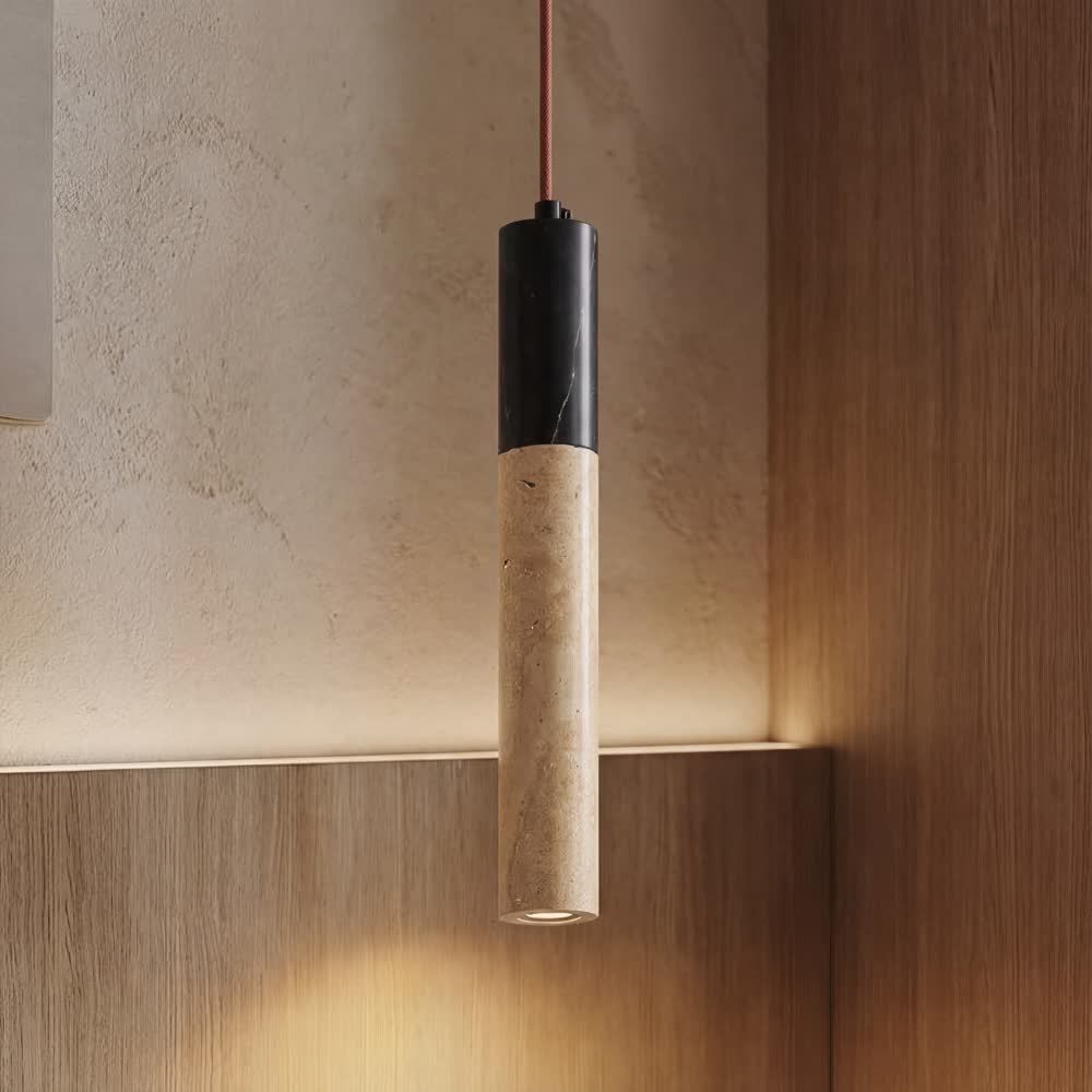 Vintage Natural Stone Art Pendant Lamp LED Hanging Bell Shade Chandelier Bedroom Bedside Retro Decoration Home Lighting Fixtures