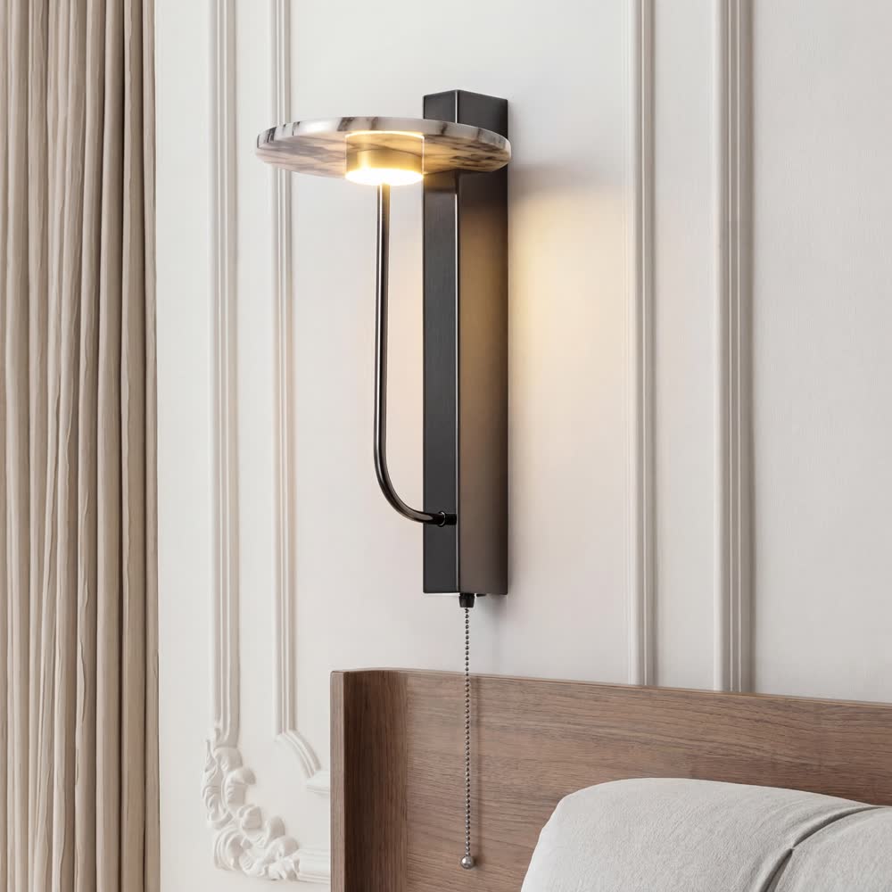 Black Luxury Alabaster Natural Stone Wall Lamp Bedroom High-end Sconce Design Artistic Living Room Marble Decor LED Lights