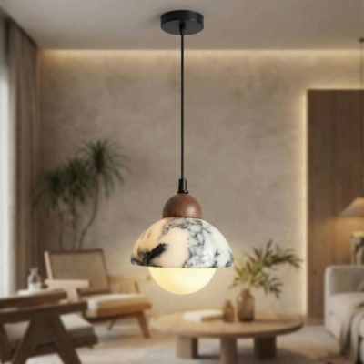 Led Pendant Light Natural Marble Stone Chandelier Small Bedroom Beside Nordic Hanging Ceiling Lamp E27 Bulb Replaceable Lighting