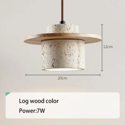 Japanese Style Chandelier Bedroom Bedside Led Pendant Lamp Vintage Stone Wood Cream Lighting Fixtures Home Room Decor Light