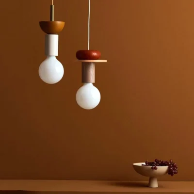 Nordic Wooden Pendant Lamp Creative LED Pendant Light Interior Decoration Lamp Bedroom Living Room Ceiling Lighting Bar Fixture