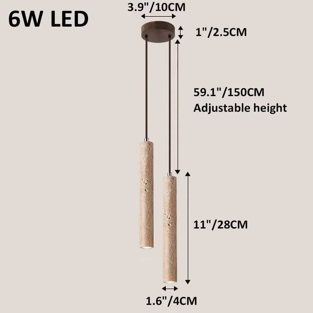 Led Pendant Lamp Long Tube Wood Ceiling Lamp Japan Style Quiet Wind Bedroom Bedside Chandelier Retro Modern travertine lighting