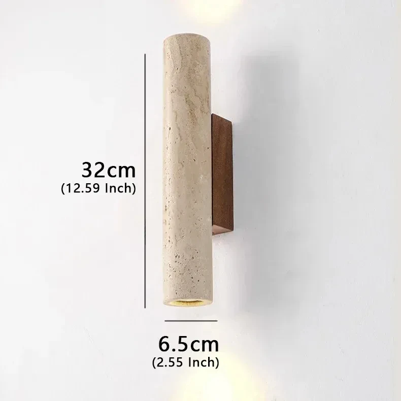 Wabi Sabi Yellow Marble Wall Lamp Led Bedside Japan Bedroom Living Room Wall Light Travertine Stair Corridor Decor Sconce