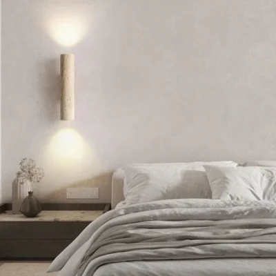 Wabi Sabi Yellow Marble Wall Lamp Led Bedside Japan Bedroom Living Room Wall Light Travertine Stair Corridor Decor Sconce