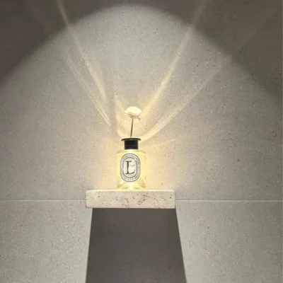 Yellow Travertine Wall Light Wabi-Sabi Marble LED Sconce for Bedroom Bar Hotel Modern Minimalist Ambient Lamp Fixture Home Decor