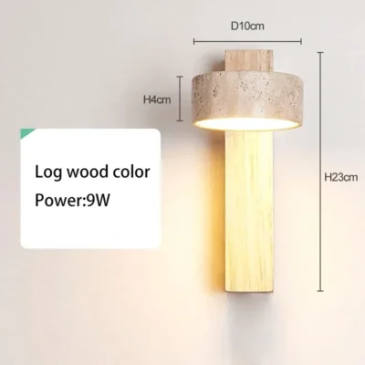 Cream Style Bedroom Bedside Wall Lamp With Pull Switch Wire Rotatable Led Light Stone Homestay Log Wood Walnut Soft Down Lights