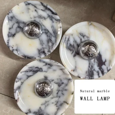 Nordic Lamps Round Texture Marble Wall Lamps Porch Aisle Living Room Background Wall Bedside Light Home Decoration Lighting LED