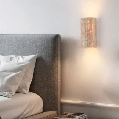 Japanese Wabi Sabi Style Wall Lamp, Semi Cylindrical Yellow Cave Stone Corridor Lamp, Atmosphere Lamp, Bedroom Bedside Lamp