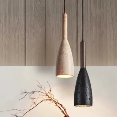 Led Pendant Lamp Natural Yellow Cave Stone Chandelier Bedroom Beside Modern Nordic Lighting Fixture Hanging Line Wine Bottle E27