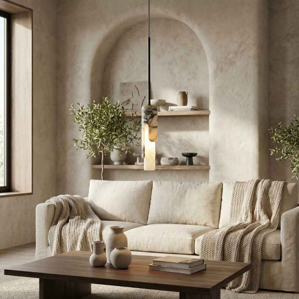 Led Pendant Light Natural Marble Stone Chandelier Small Bedroom Beside Nordic Hanging Ceiling Lamp E27 Bulb Replaceable Lighting