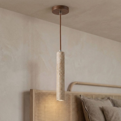 Led Pendant Lamp Long Tube Wood Ceiling Lamp Japan Style Quiet Wind Bedroom Bedside Chandelier Retro Modern travertine lighting