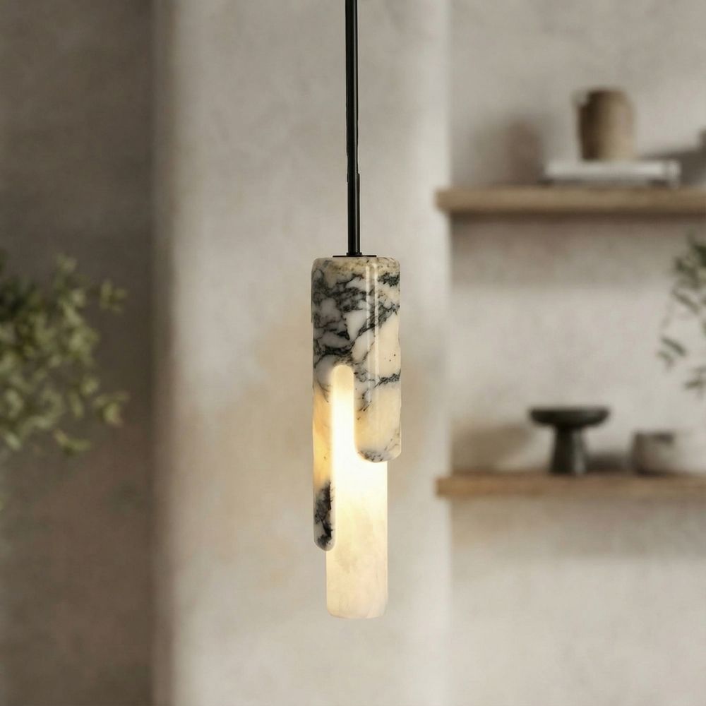 Led Pendant Light Natural Marble Stone Chandelier Small Bedroom Beside Nordic Hanging Ceiling Lamp E27 Bulb Replaceable Lighting