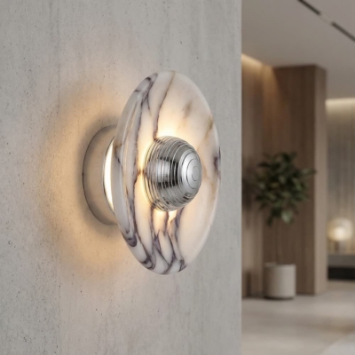 Nordic Lamps Round Texture Marble Wall Lamps Porch Aisle Living Room Background Wall Bedside Light Home Decoration Lighting LED