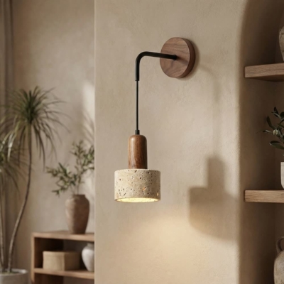 Hot Style Wabi Sabi Natural Stone Home Decoration Wall Lamp Retro Peach Wood Color Homestay Bedroom Bedside Led Sconce Lights