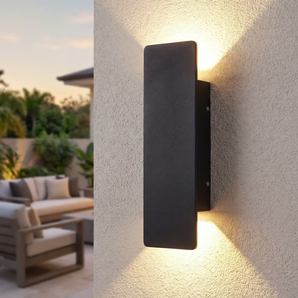 Outdoor Waterproof Wall Lamps Strip Aluminum Wall Lights 18W LED Black Wall Lamp Bedroom Exterior Outdoor Lighting Fixtures