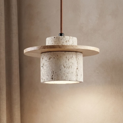 Japanese Style Chandelier Bedroom Bedside Led Pendant Lamp Vintage Stone Wood Cream Lighting Fixtures Home Room Decor Light