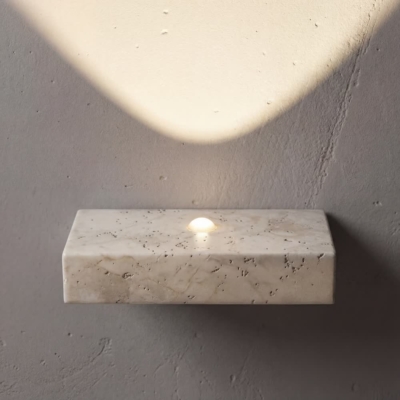 Yellow Travertine Wall Light Wabi-Sabi Marble LED Sconce for Bedroom Bar Hotel Modern Minimalist Ambient Lamp Fixture Home Decor
