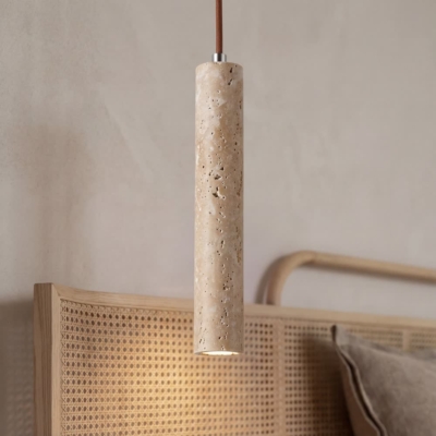 Led Pendant Lamp Long Tube Wood Ceiling Lamp Japan Style Quiet Wind Bedroom Bedside Chandelier Retro Modern travertine lighting