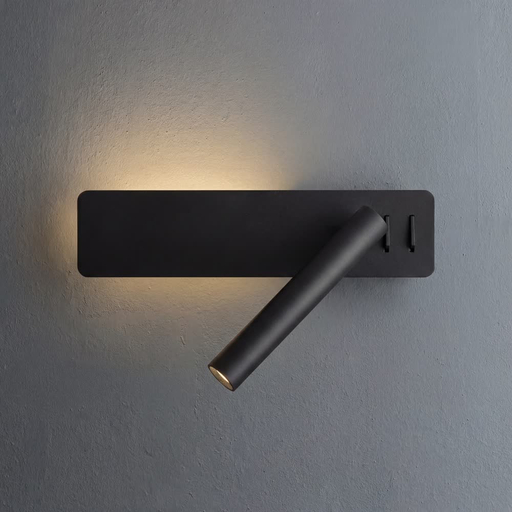 Black Nordic bedside wall lamp LED bedroom reading wall lamp living room study with switch rotating wall lamp